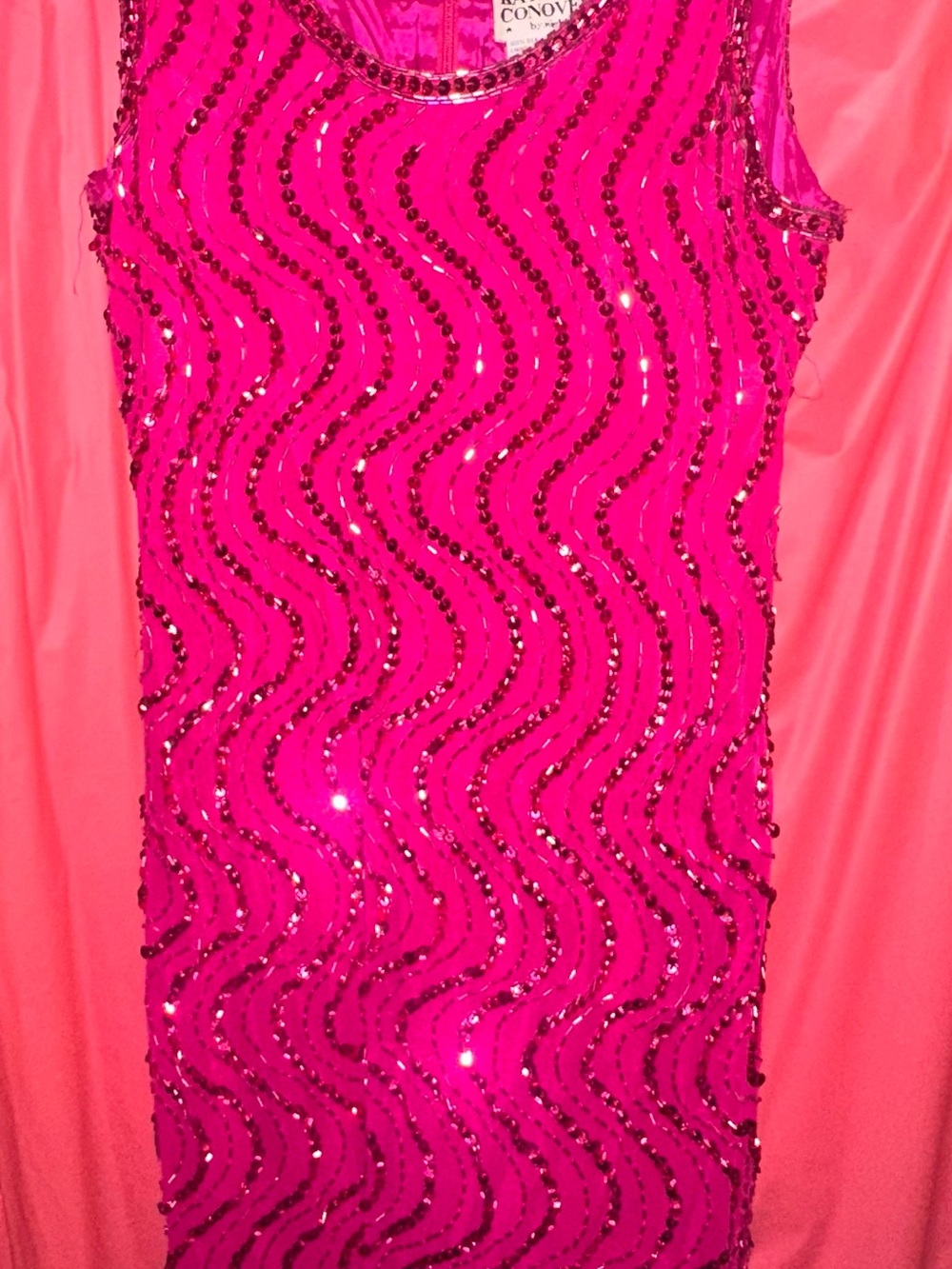 80’s Kathryn Conover Hot Pink Sequin Tank Dress